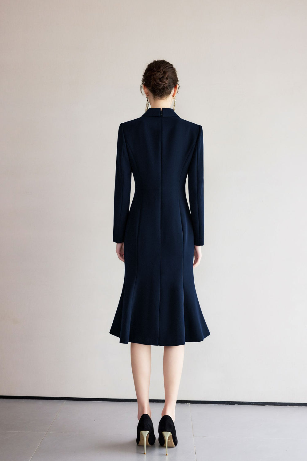Meliora Sculpté Navy Blue Dress -  elegant women’s luxury fashion