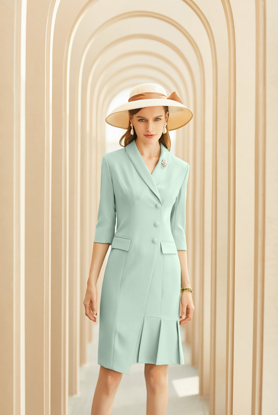 Meliora Camelia Mint-green Dress - elegant women’s luxury fashion