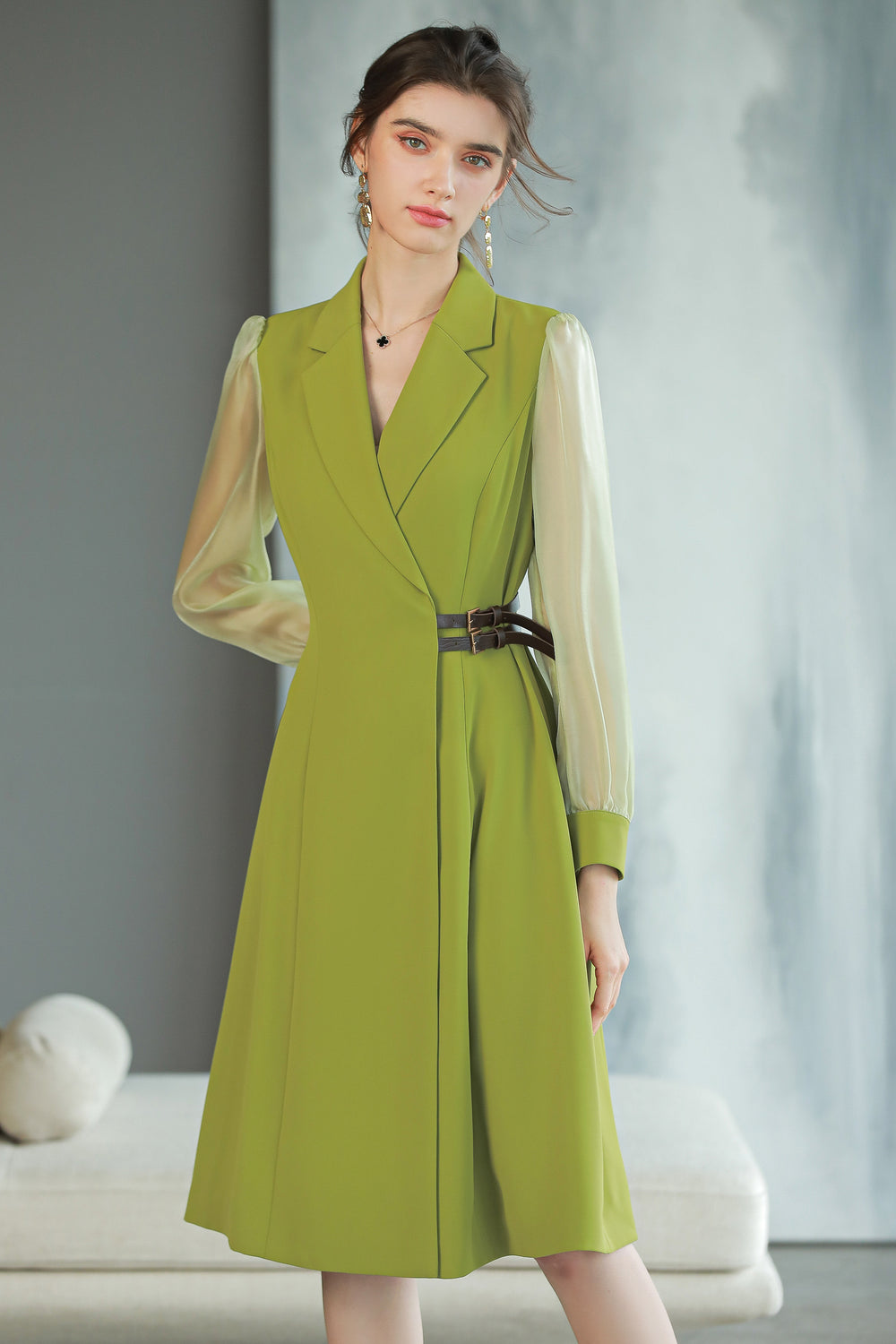 Meliora Olive Compass Dress - elegant women’s luxury fashion