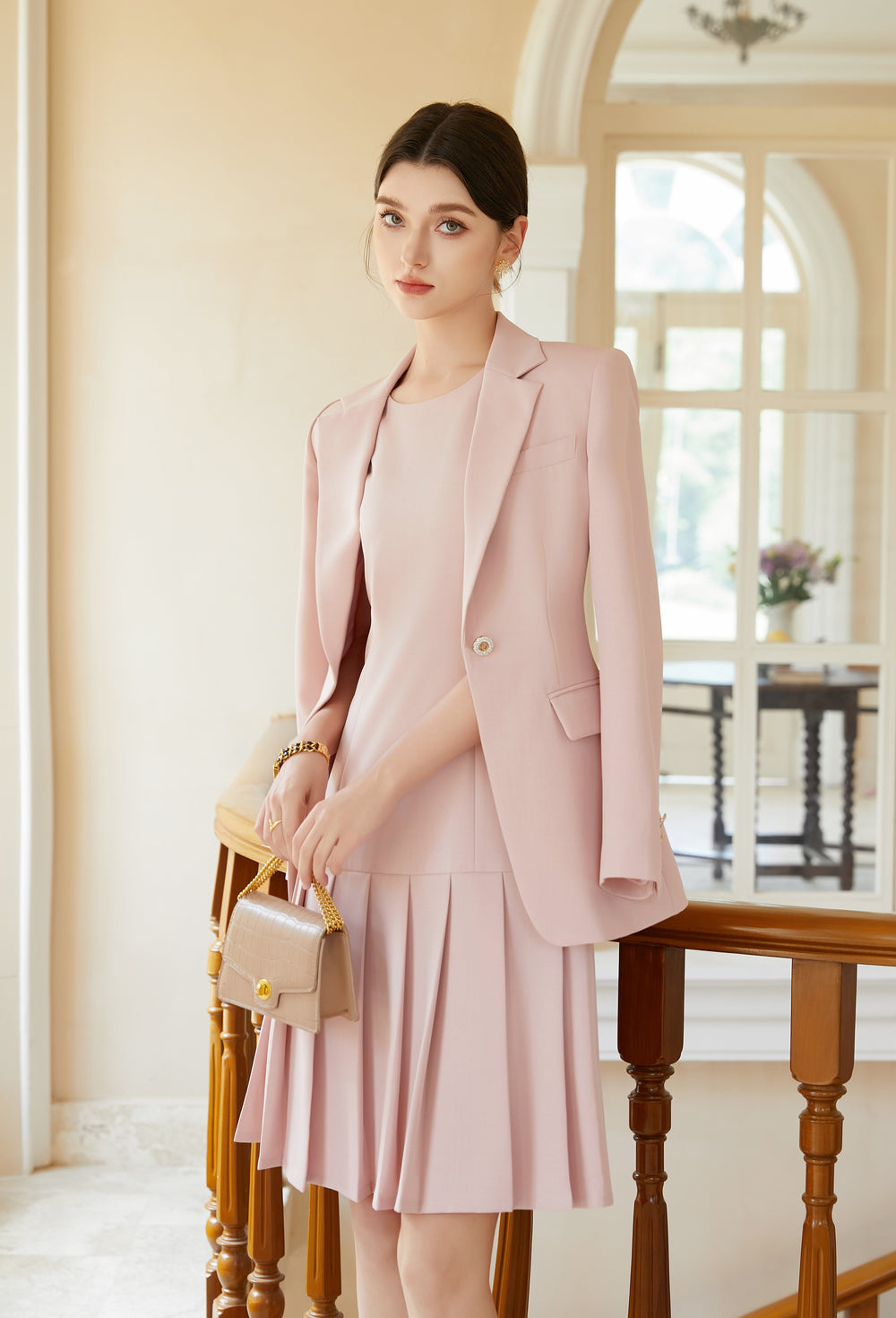 Meliora Rose Quartz Dress Suit -  elegant women’s luxury fashion
