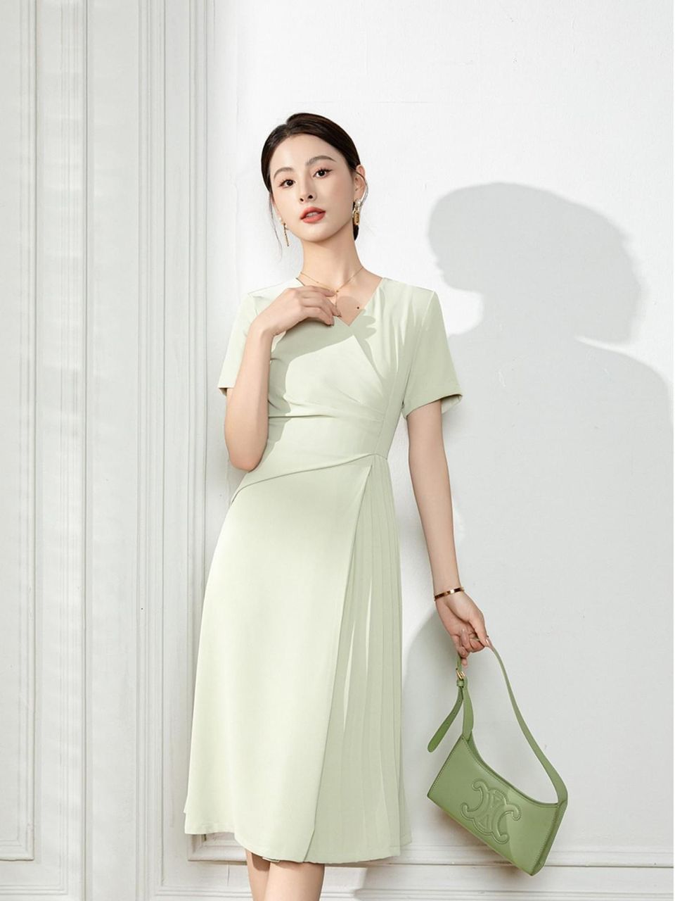 Meliora Pistachio Dress - elegant women’s luxury fashion