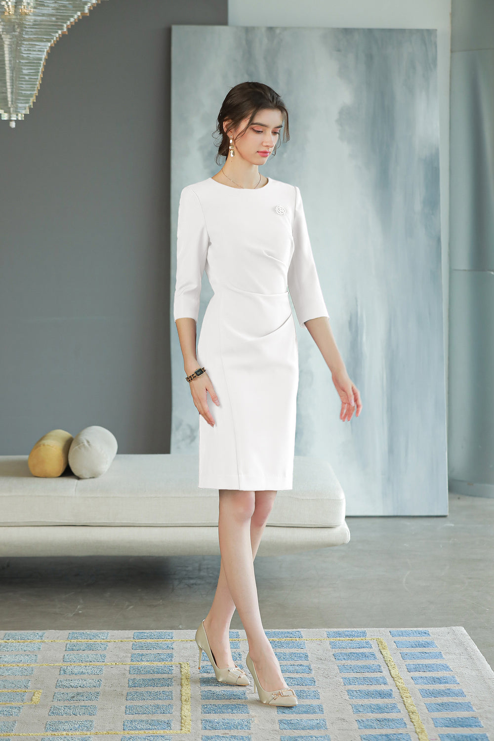 Meliora White Amethyst Dress - elegant women’s luxury fashion