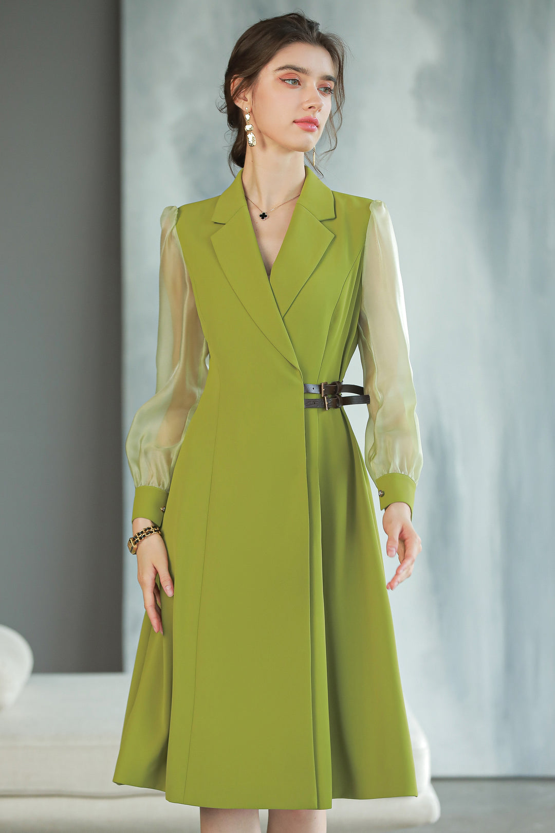Meliora Olive Compass Dress - elegant women’s luxury fashion