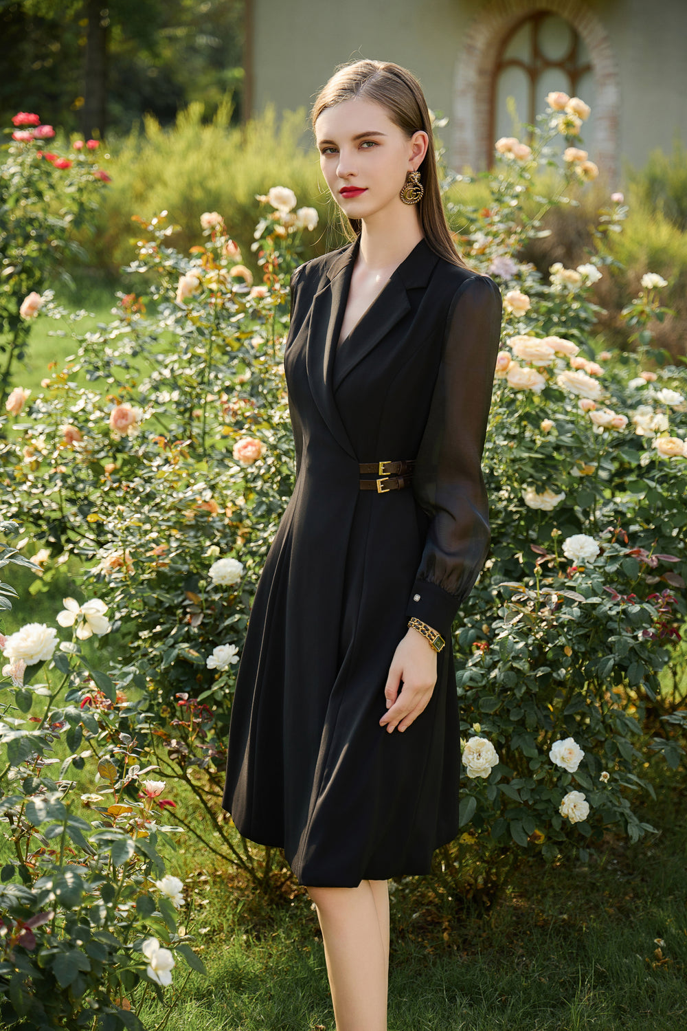Meliora Noir Compass Dress - elegant women’s luxury fashion