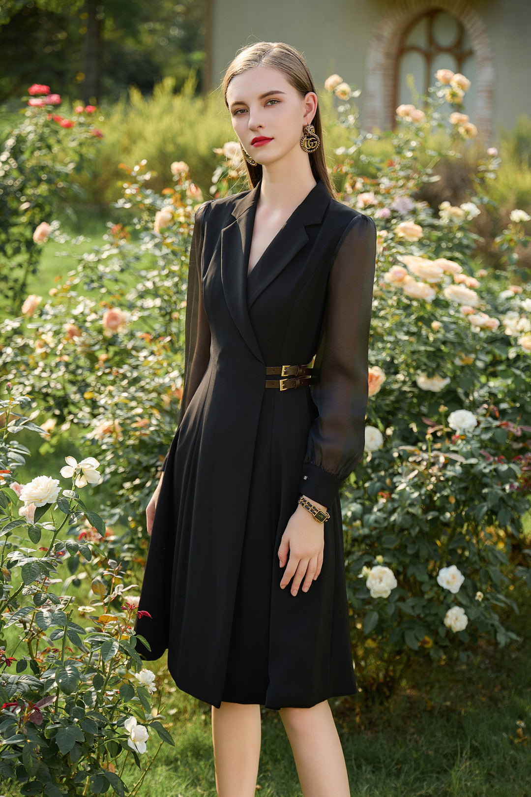 Meliora Noir Compass Dress - elegant women’s luxury fashion