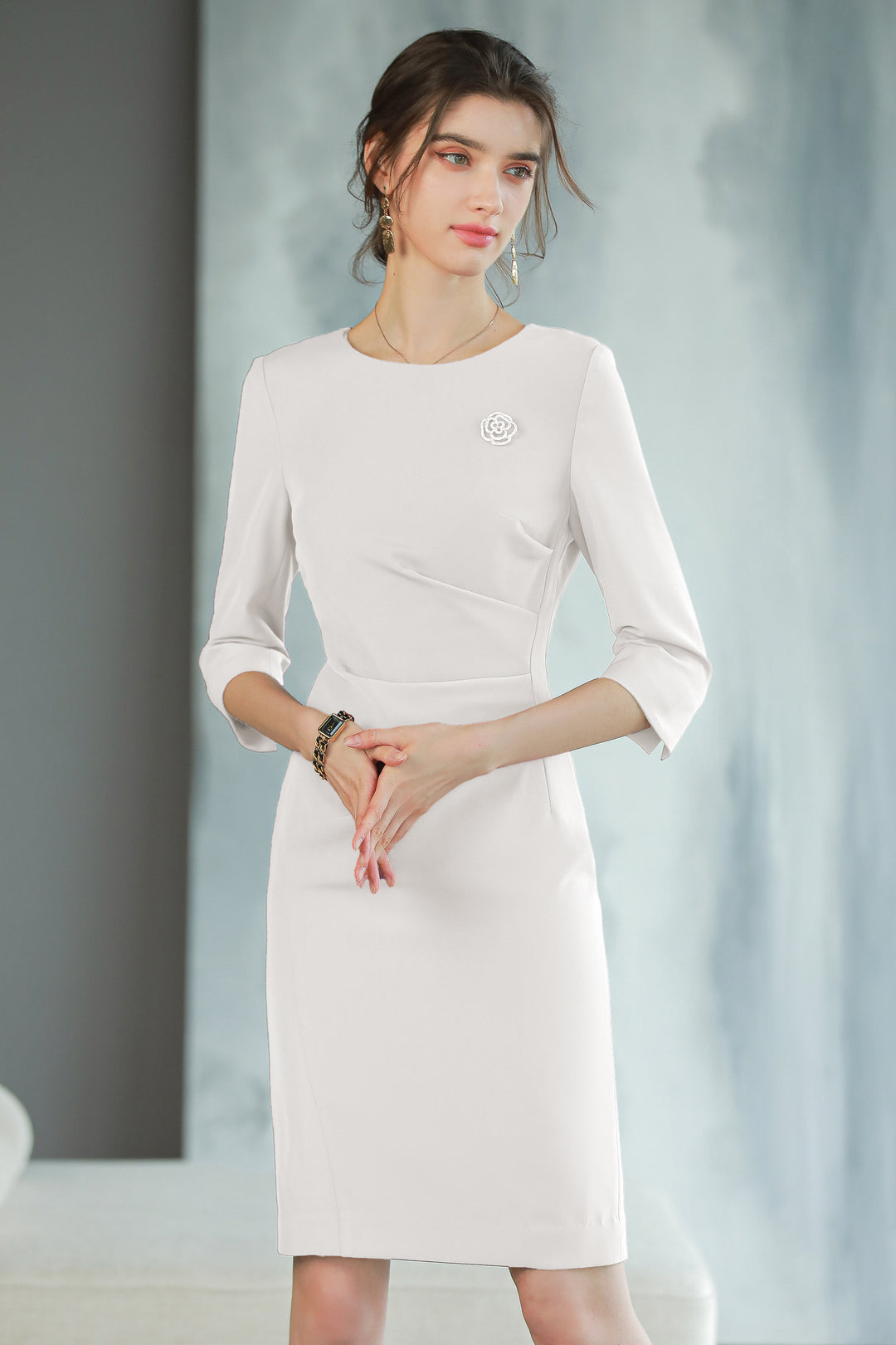 Meliora White Amethyst Dress - elegant women’s luxury fashion