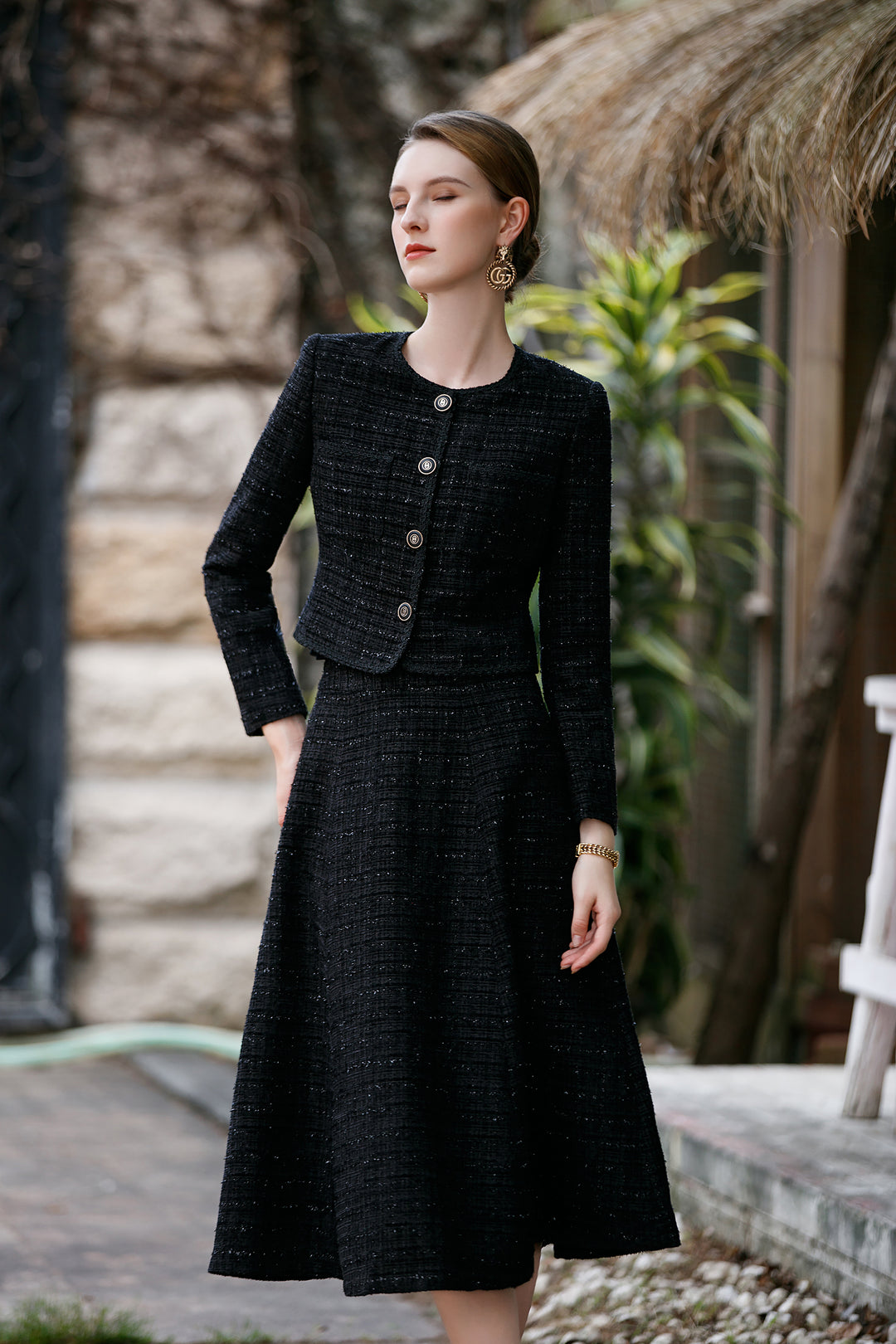 Meliora Eurydice Tweed Skirt Suit - elegant women’s luxury fashion
