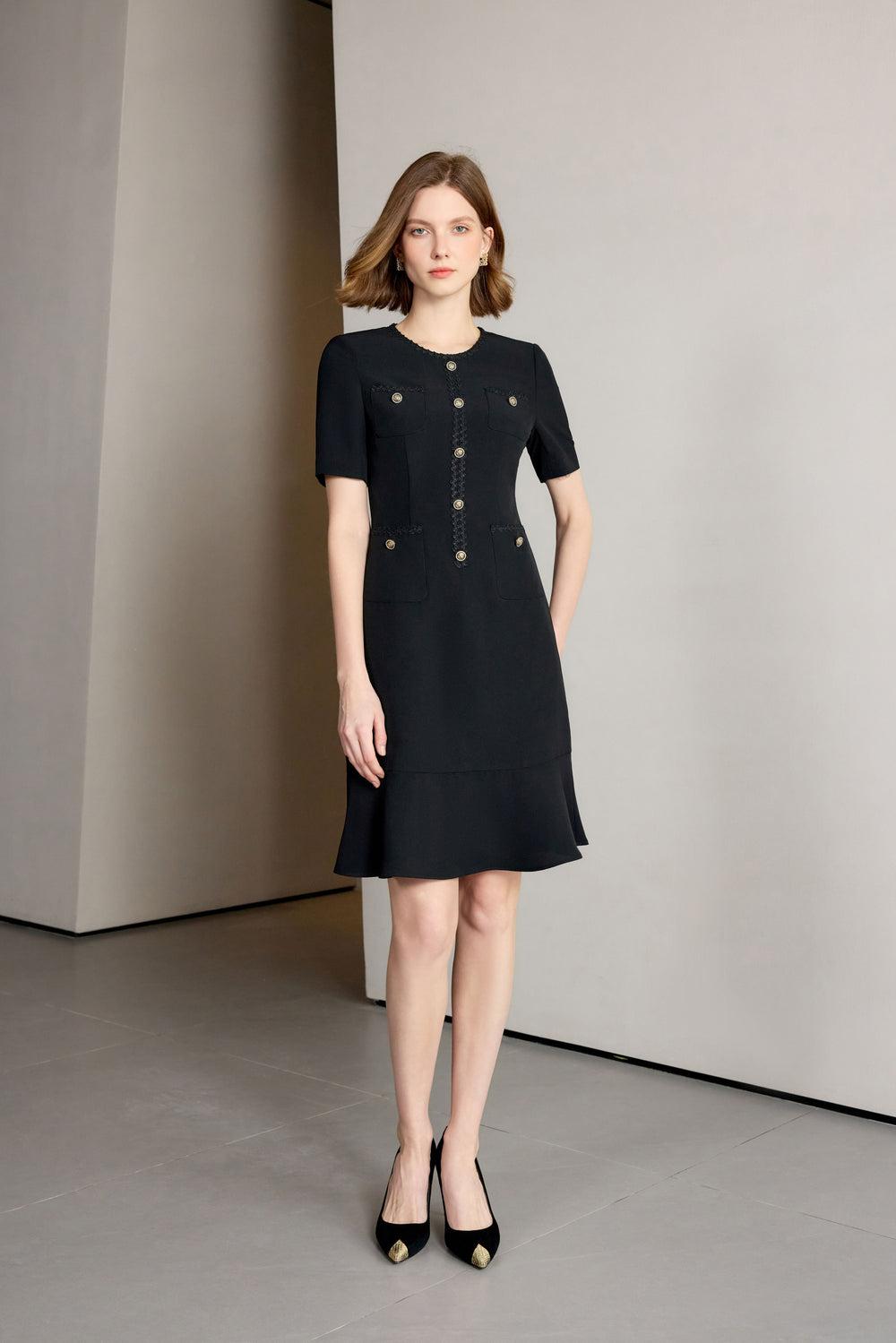 Meliora Noir Empress Ensemble Dress, elegant women’s luxury fashion