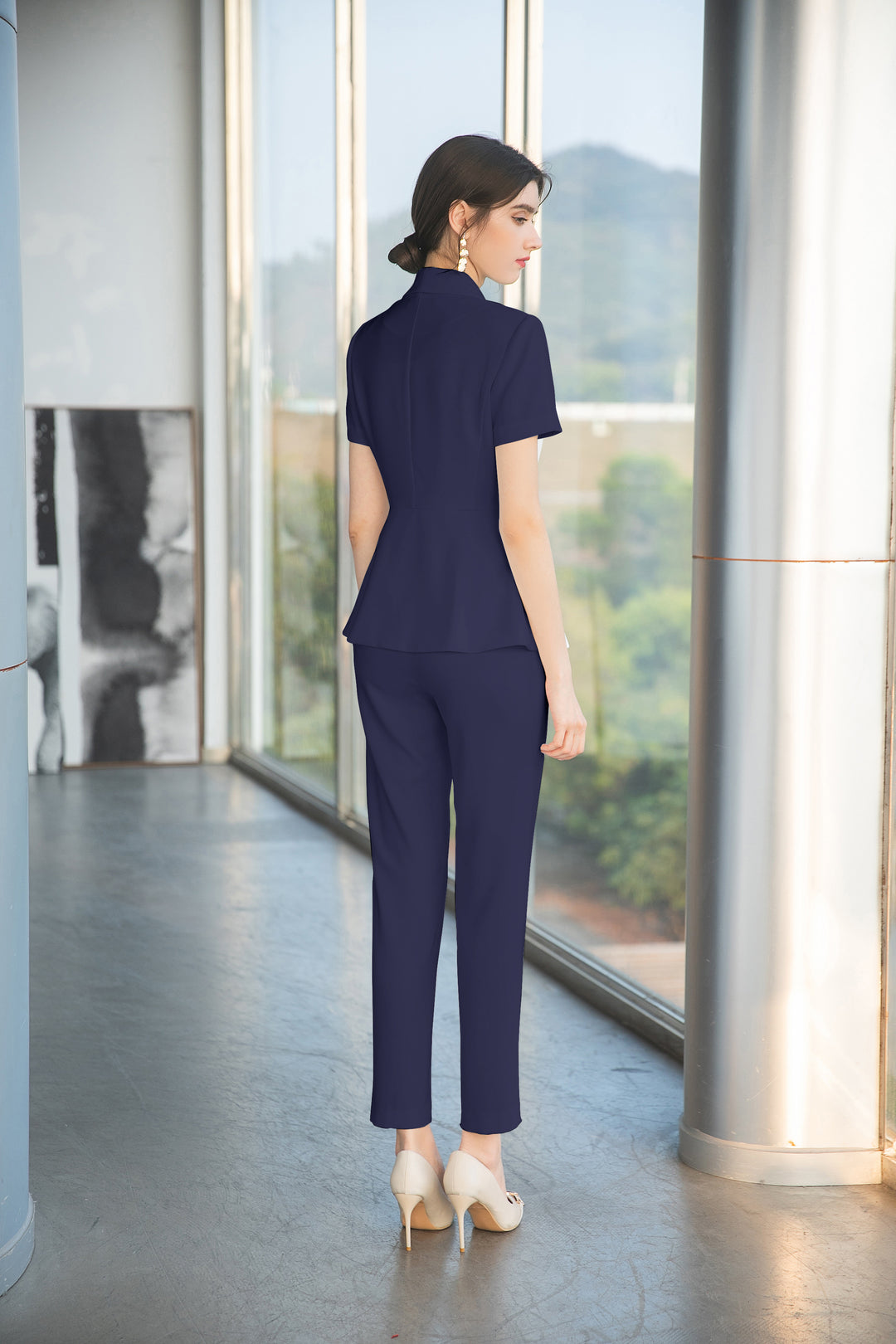 Meliora Ethereal Melody Navy Trouser Suit - Elegant women's fashion wear ,London UK.