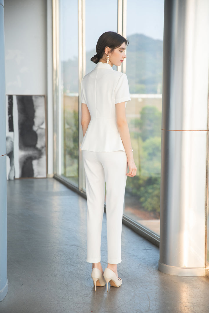 Meliora Ethereal Melody White Trouser Suit - elegant women’s luxury fashion