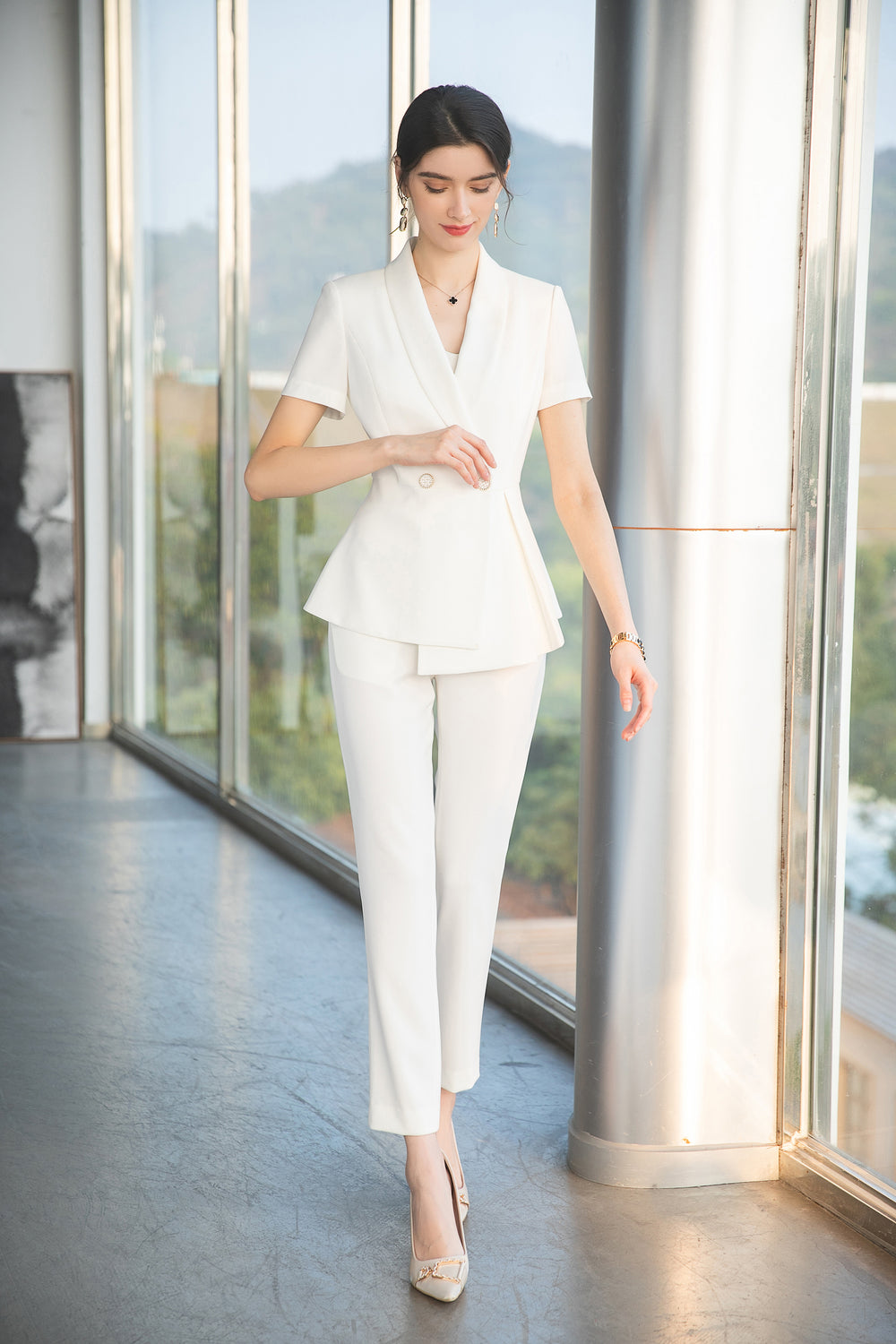 Meliora Ethereal Melody White Trouser Suit - elegant women’s luxury fashion