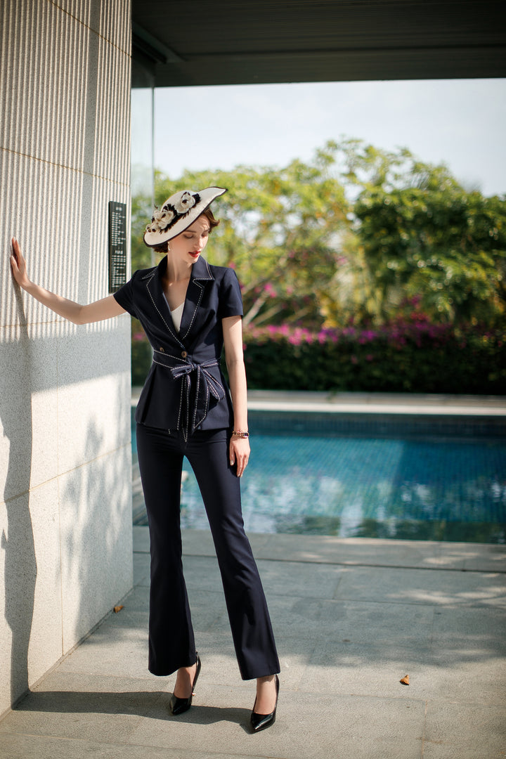Meliora Opulent Amore Short Sleeve Suit - Elegant womens wear.