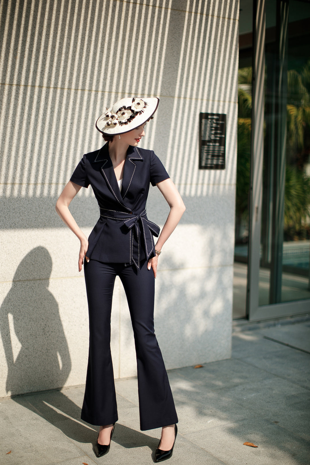 Meliora Opulent Amore Short Sleeve Suit - Elegant womens wear.