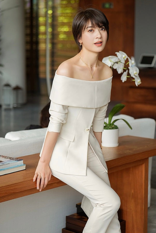 Meliora Off-The-Shoulder Trouser Suit - elegant women's clothing