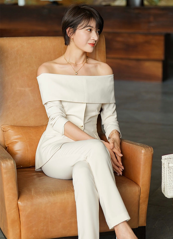 Meliora Off-The-Shoulder Trouser Suit - elegant women's clothing