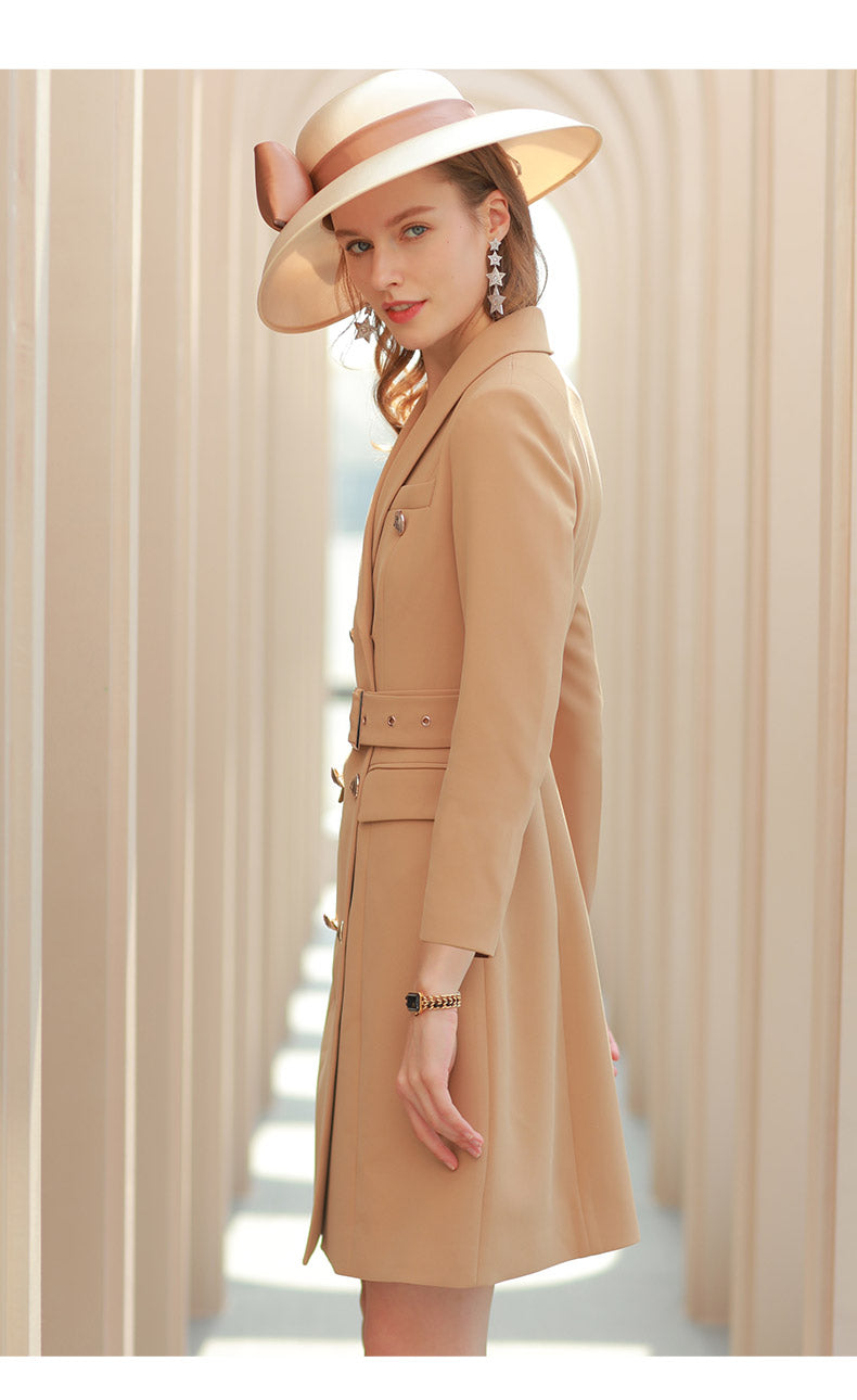 Meliora Long Sleeve Caramel Blazer Dress