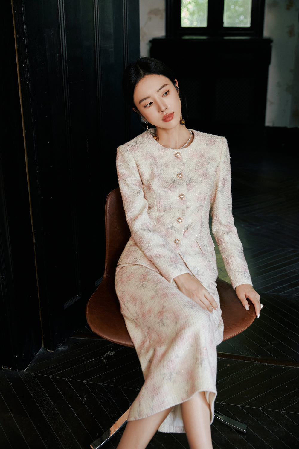 Meliora Arcana Floral Tweed Skirt Suit - elegant women’s luxury fashion