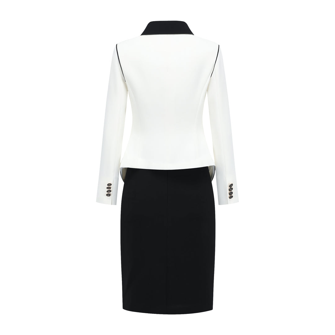 Meliora White & Black Arabesque Skirt Suit