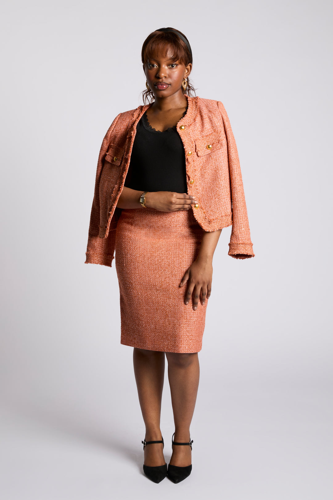 Meliora Sandstone Tweed Skirt Suit