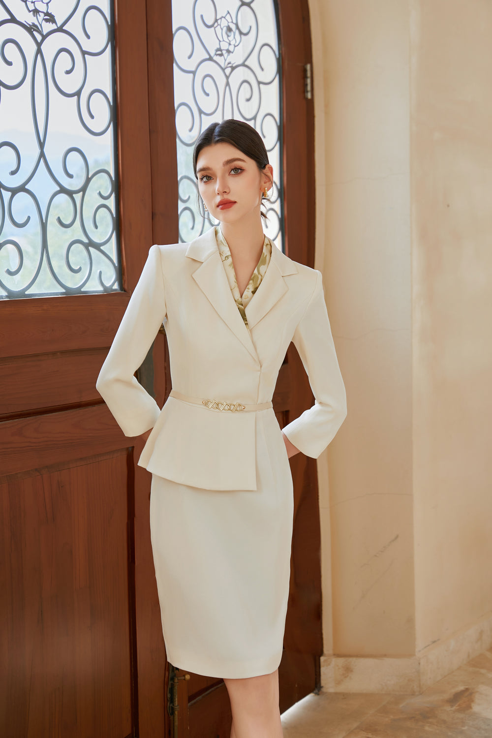 Meliora Cream Chartreuse Dress - elegant women’s luxury fashion