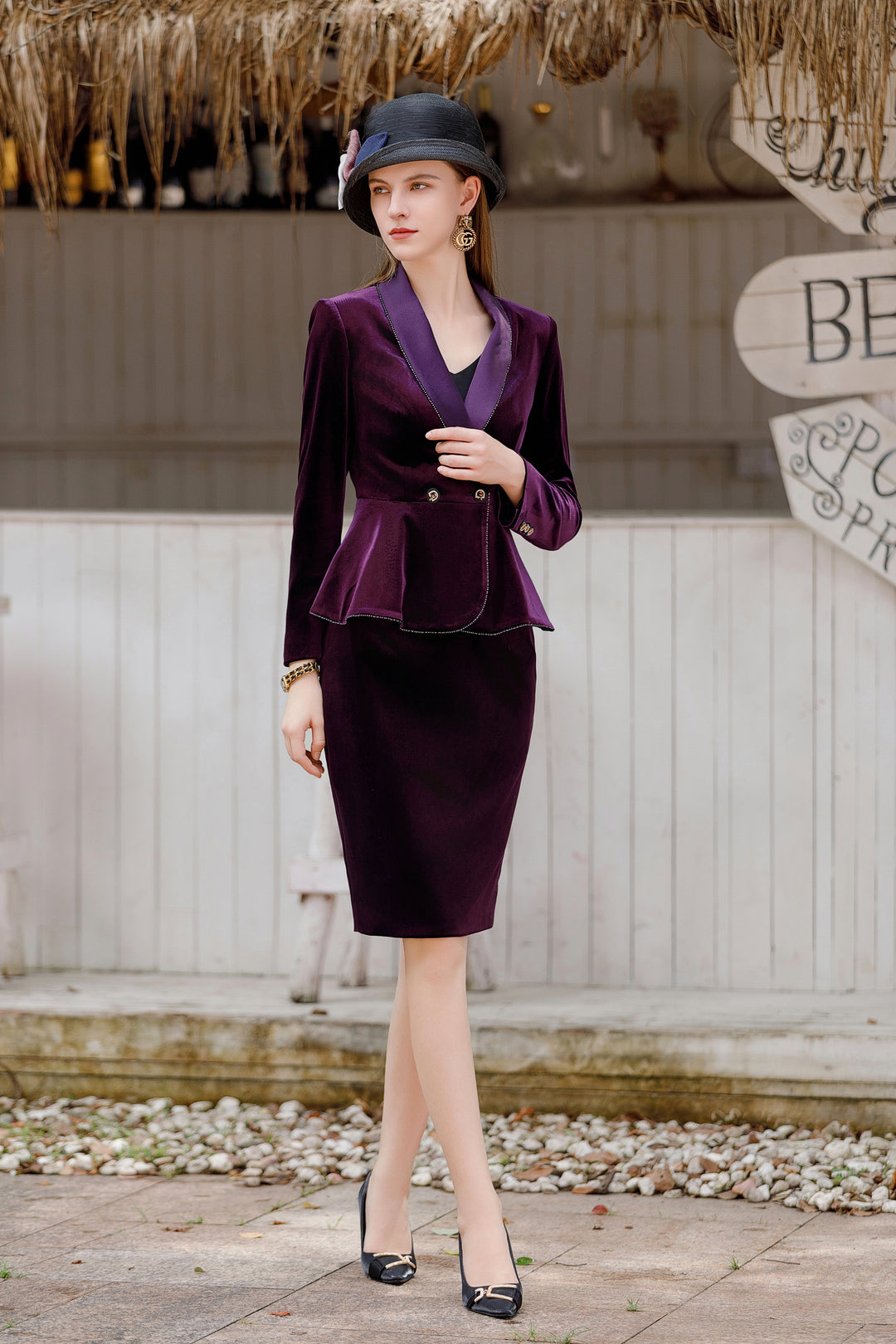 Meliora Midnight Mardi Gras Velvet Skirt Suit