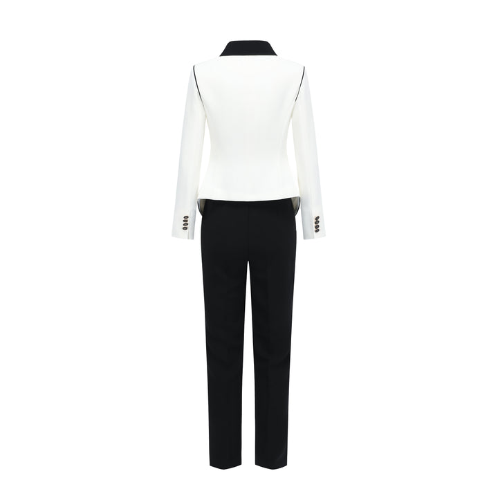 Meliora White & Black Arabesque Trouser Suit