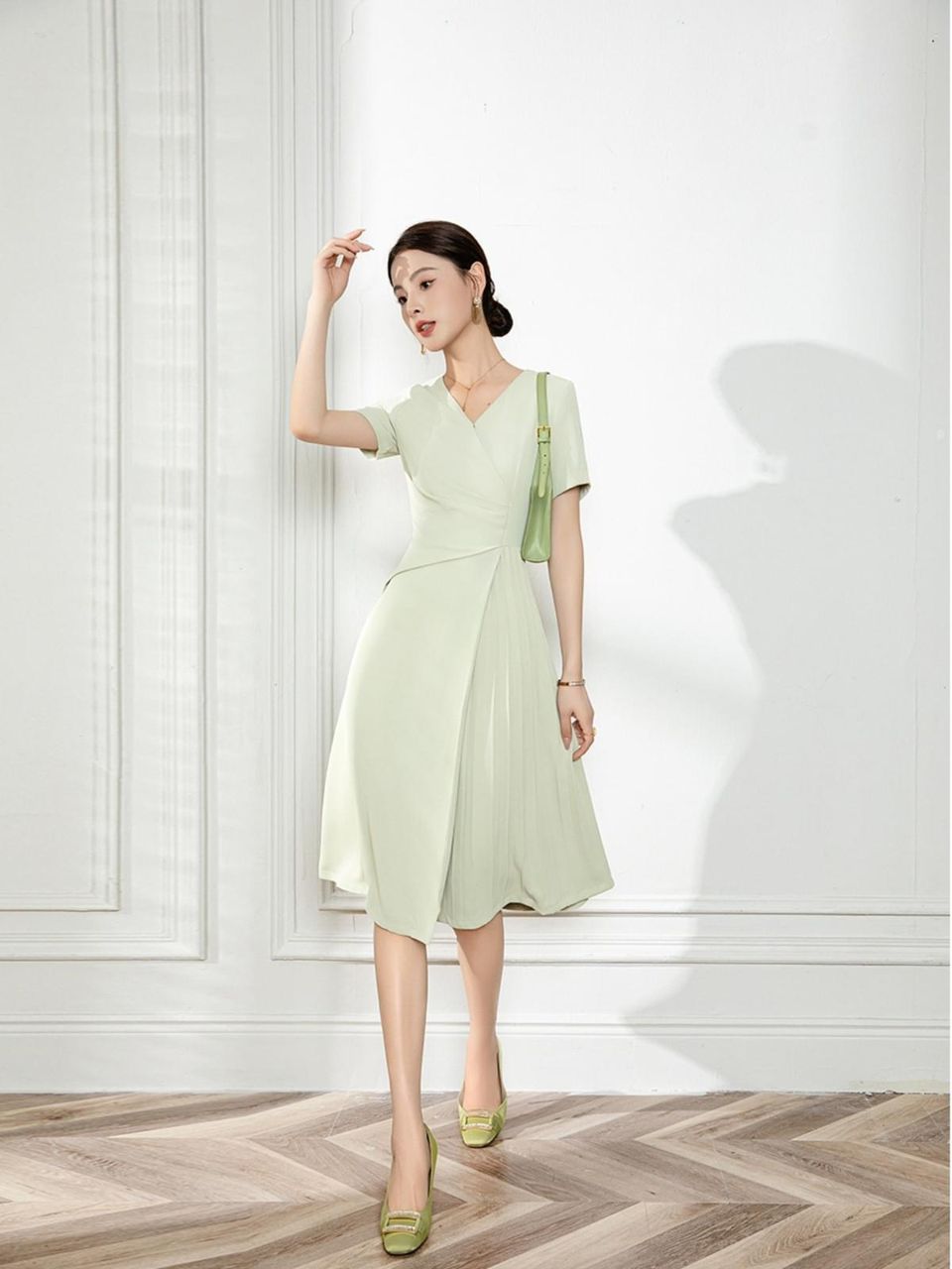 Meliora Pistachio Dress - elegant women’s luxury fashion