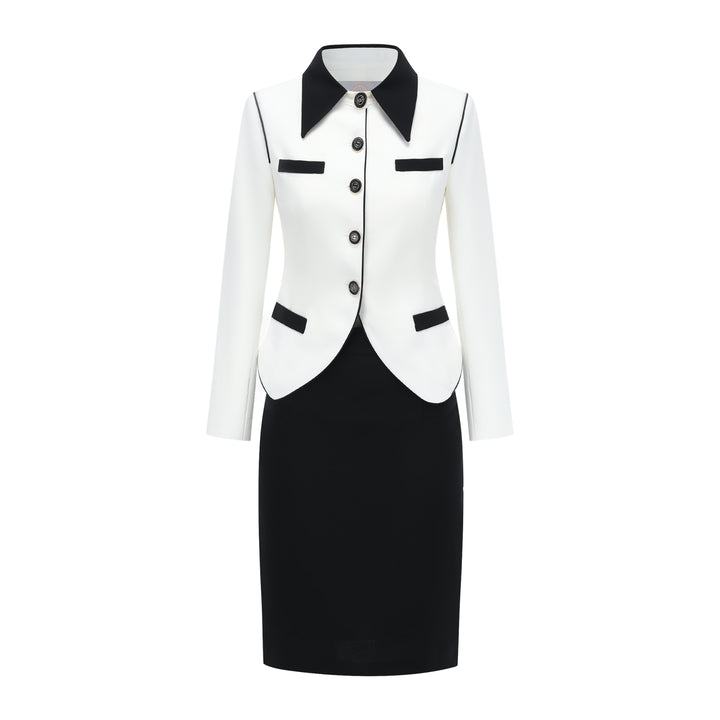 Meliora White & Black Arabesque Skirt Suit