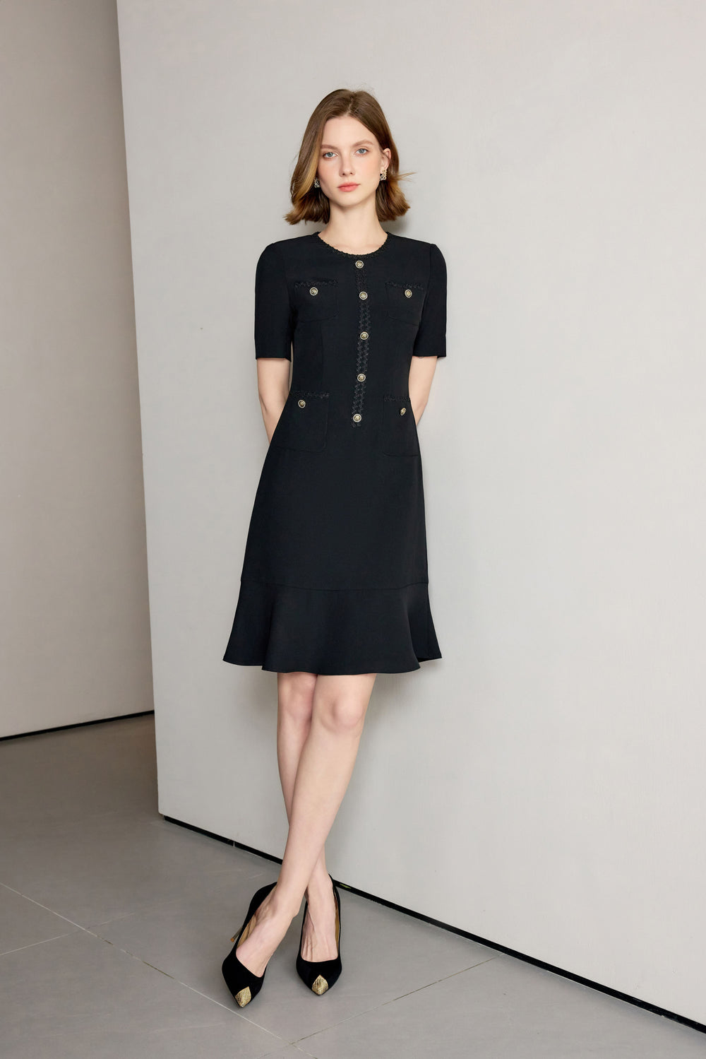 Meliora Noir Empress Ensemble Dress, elegant women’s luxury fashion