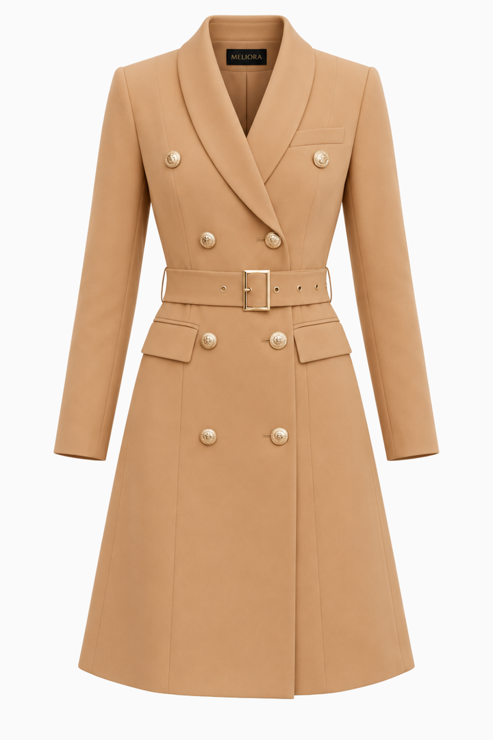 Meliora Long Sleeve Caramel Blazer Dress