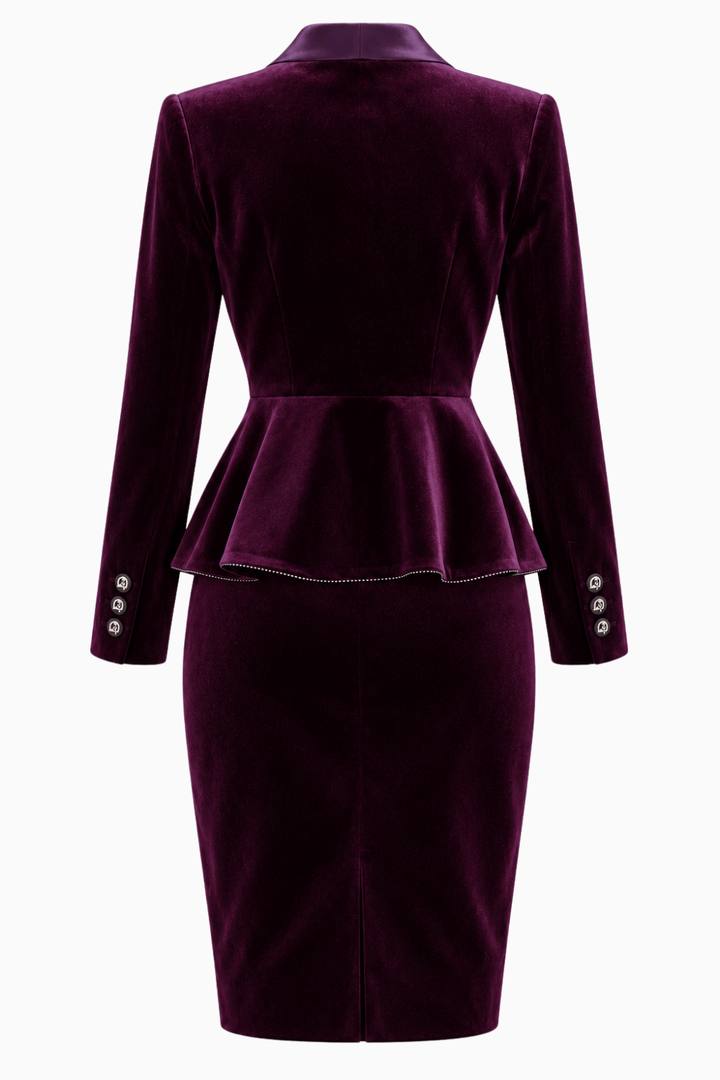 Meliora Midnight Mardi Gras Velvet Skirt Suit