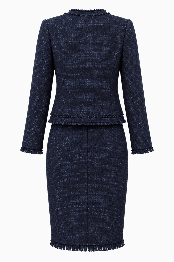 Meliora Tweed Sapphire Navy Skirt Suit