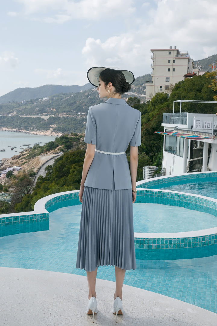 Meliora Pastel Blue Skirt Suit