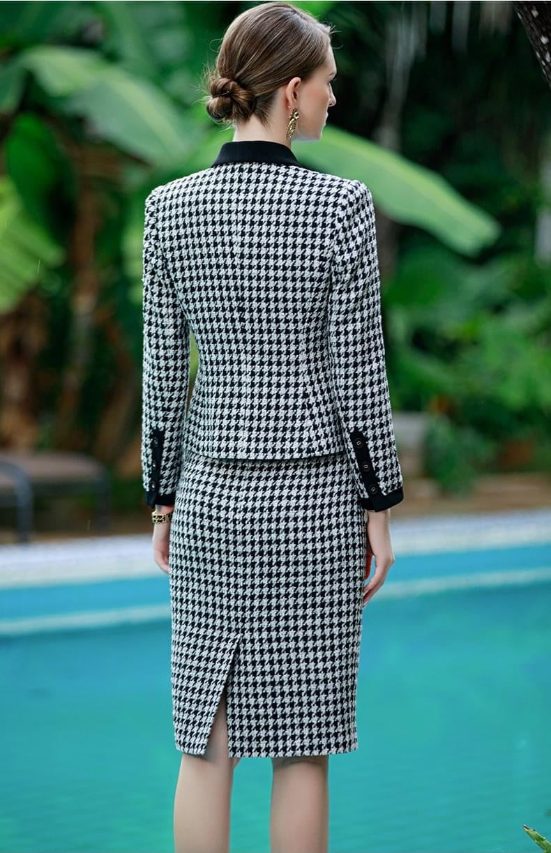 Meliora Houndstooth Skirt Suit