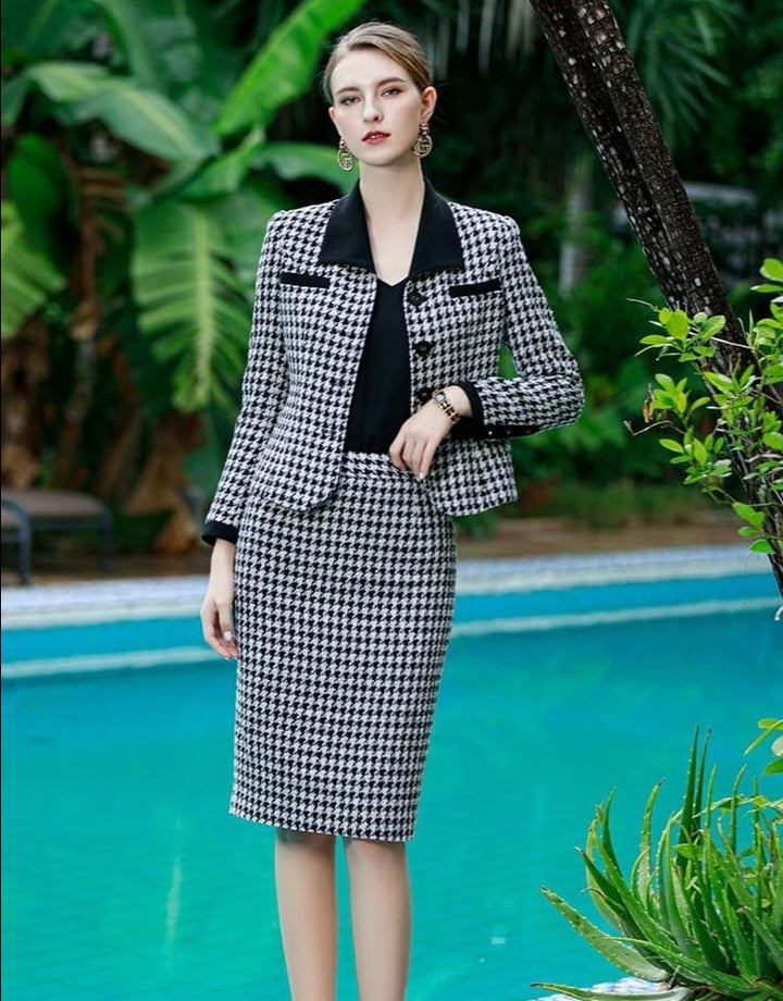 Meliora Houndstooth Skirt Suit