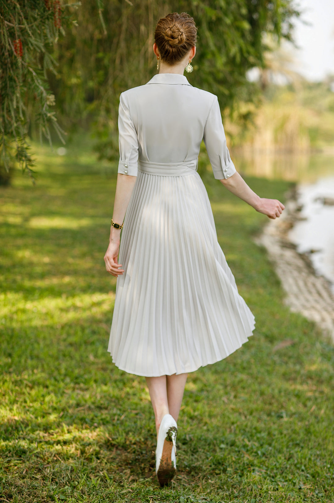 Meliora Commodore White Pleated Dress