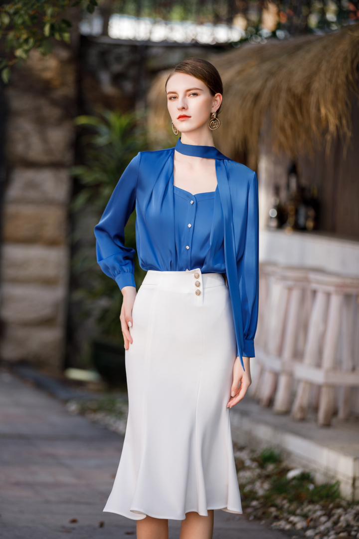 blue blouse dress Blue Dress For Women, Cocktail Dress, Party Dress, Belted Dress, Blouse Dress, Long Sleeve Dress, Plus Size Clothing, Midi Dress,Flare Dress
