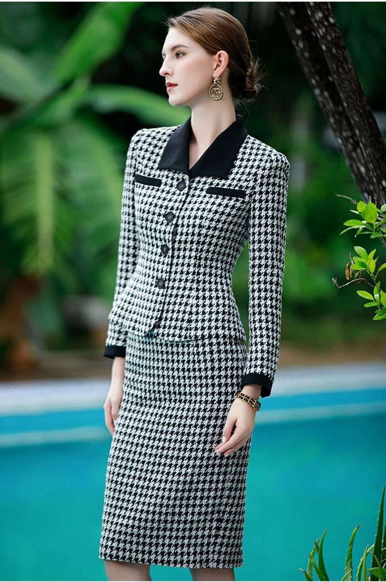 Meliora Houndstooth Skirt Suit