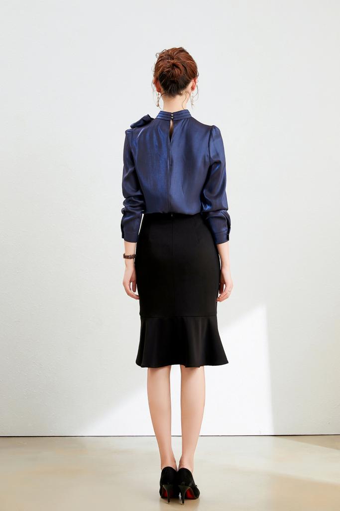 Meliora Navy Blue Bow Blouse