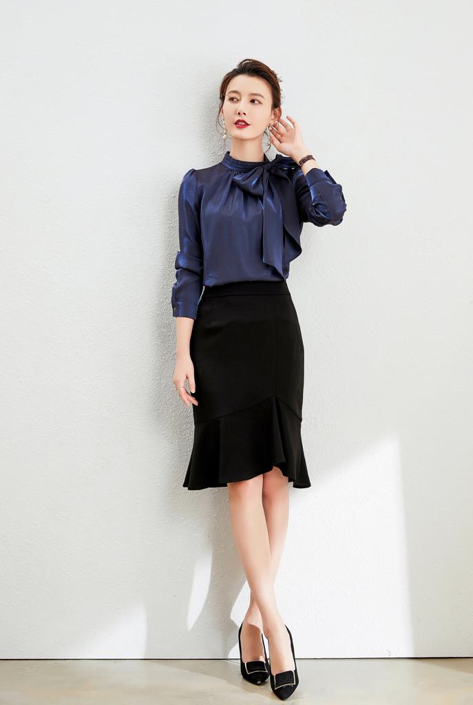 Meliora Navy Blue Bow Blouse