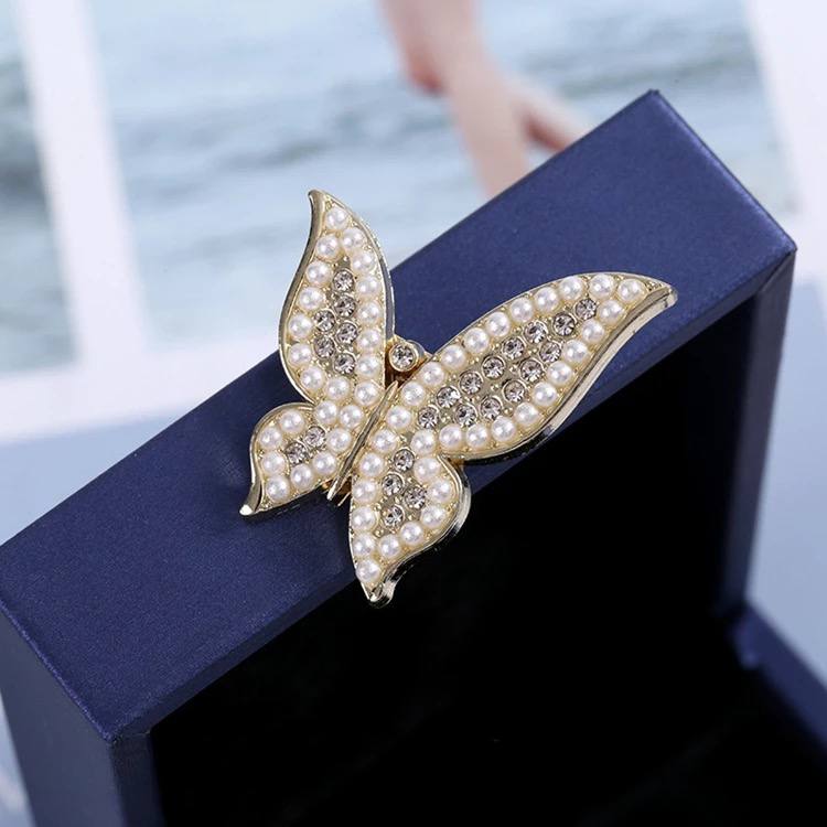 Accessorise your Orchid wrap dress with this crystal & pearled encrusted butterfly brooch pin. Christmas gift idea