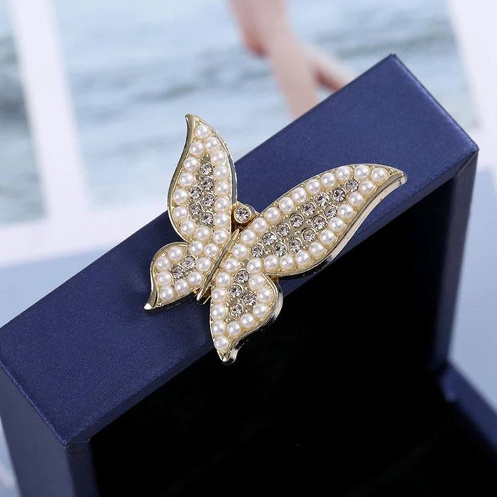 Accessorise your Orchid wrap dress with this crystal & pearled encrusted butterfly brooch pin. Christmas gift idea