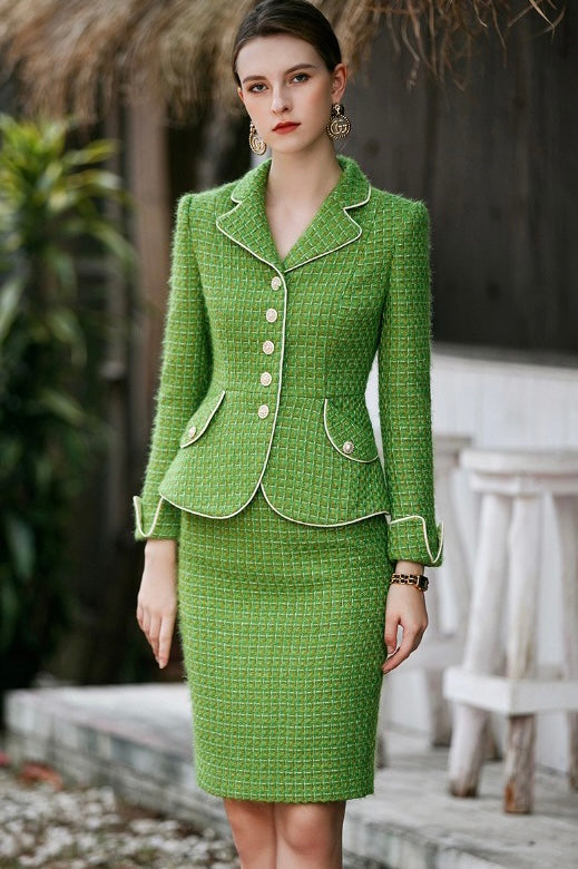 Meliora Regal Flourish Tweed Skirt Suit