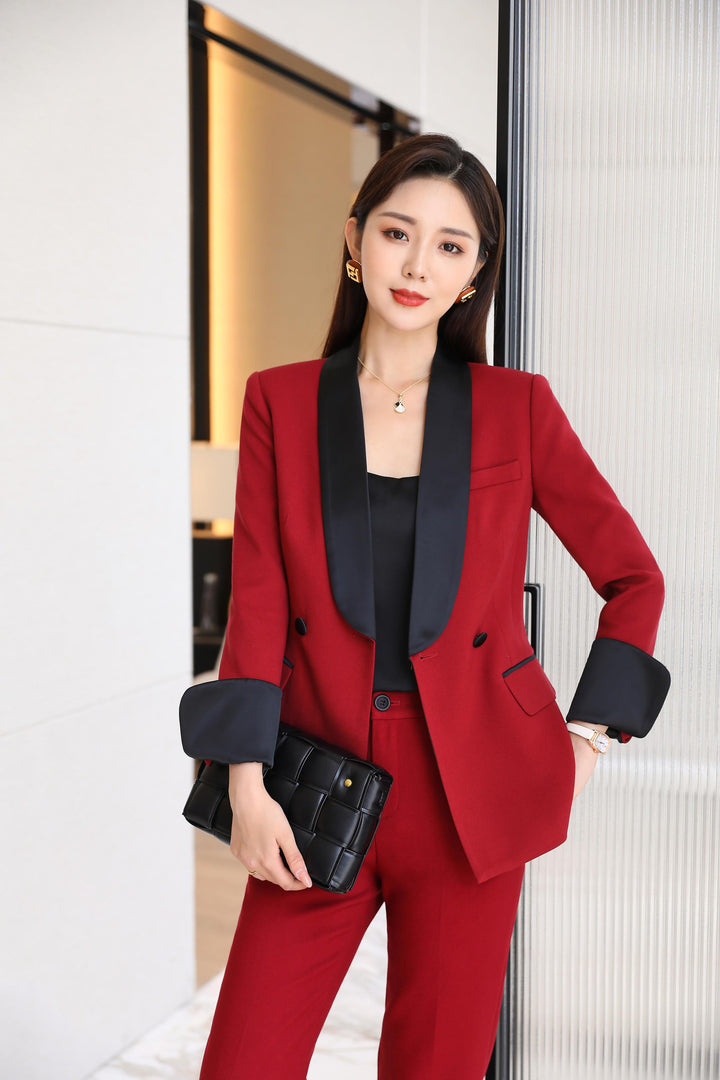  red trouser suit for women. Christmas Dinner Suit.